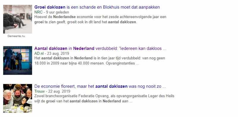 Landelijke- en lokale media staan vol over de groei van het aantal daklozen in Nederland
