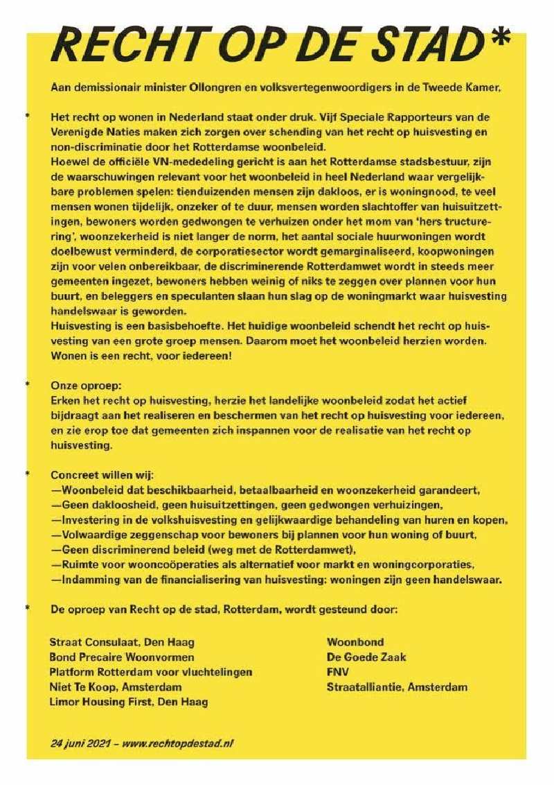 recht op stad pamflet