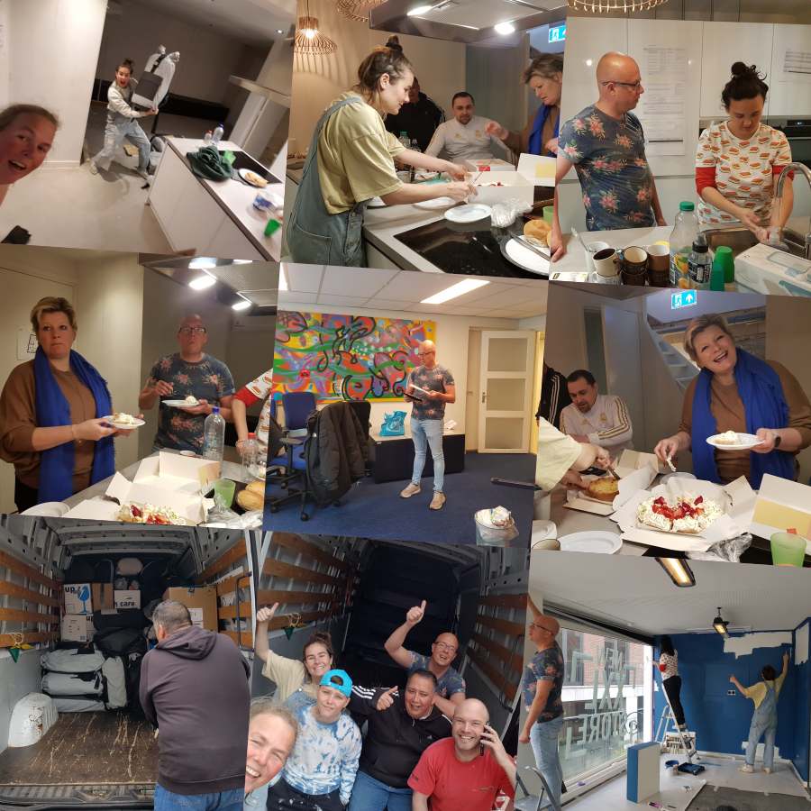 collage foto's nieuwe pand