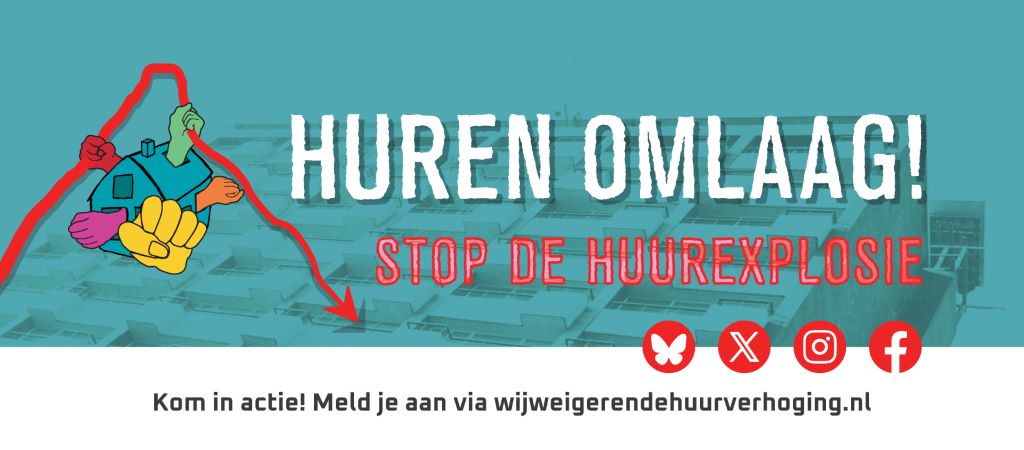 27 juni, Den Haag: protestactie van woonbeweging tegen huurverhoging en voor huurverlaging